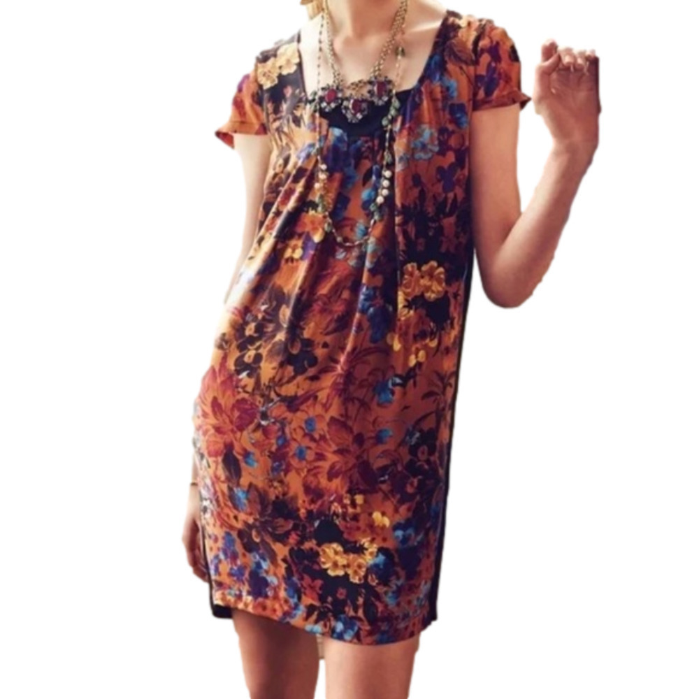 𝅺anthropologie Maeve Pintura Silk Floral Dress S Small